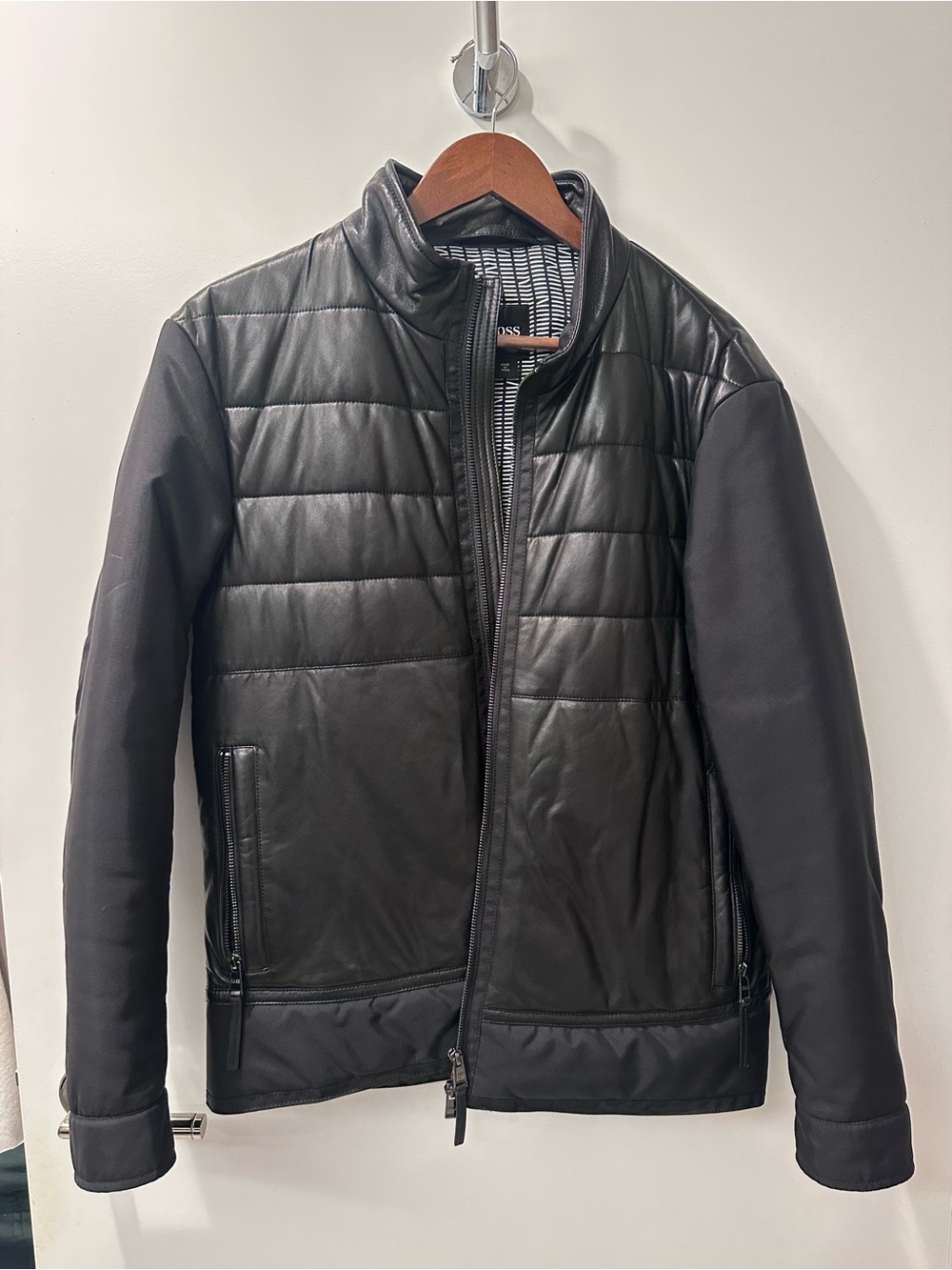 Boss Men's Hybrid Padded Leather Jacket